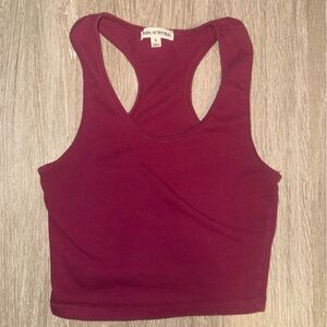Zenana Outfitters Maroon Racerback Crop Tank Top - Size S